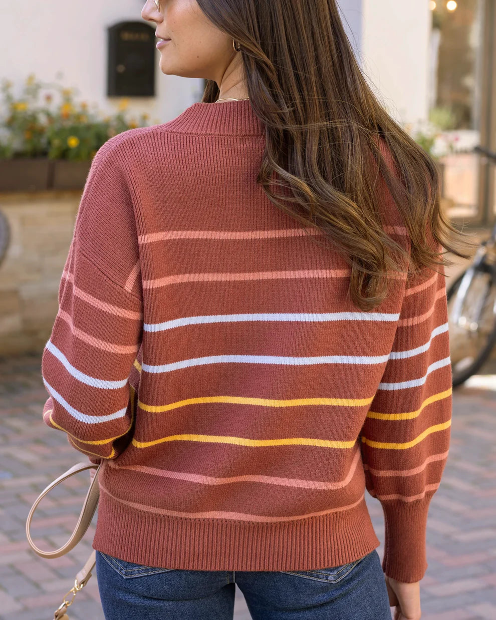 GRACE & LACE TERRACOTTA STRIPED SWEATER