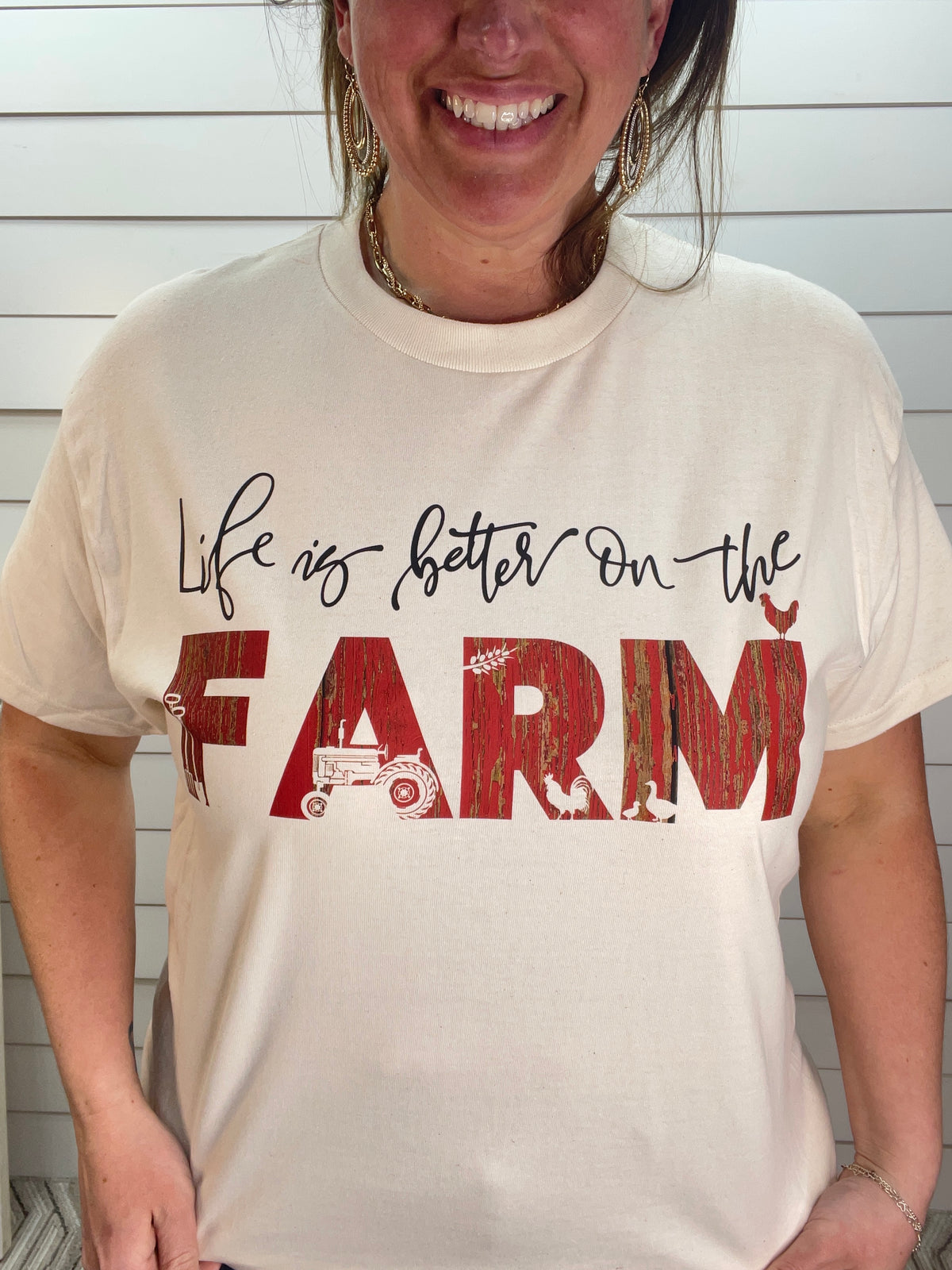 LIFE IS BETTER ON THE FARM GRAPHIC TEE - NATURAL