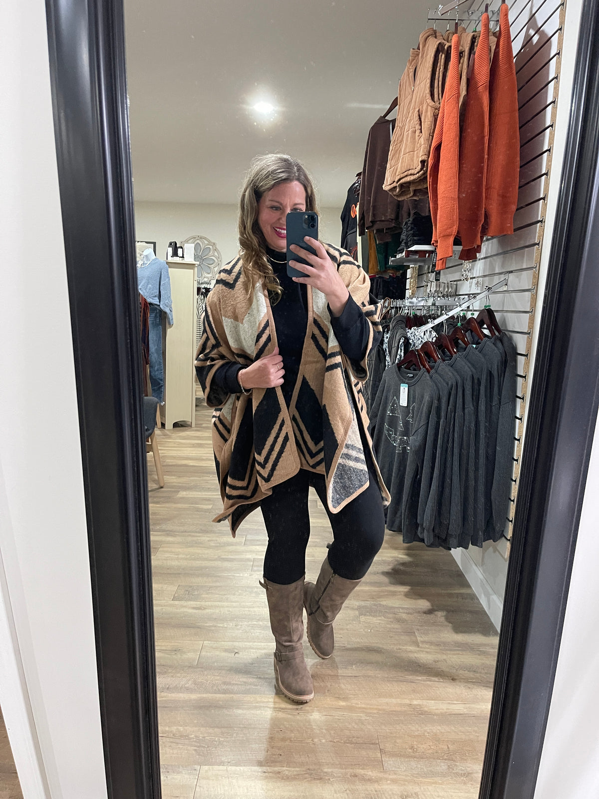 PRINTED THROW OVER PONCHO - 6 COLORS