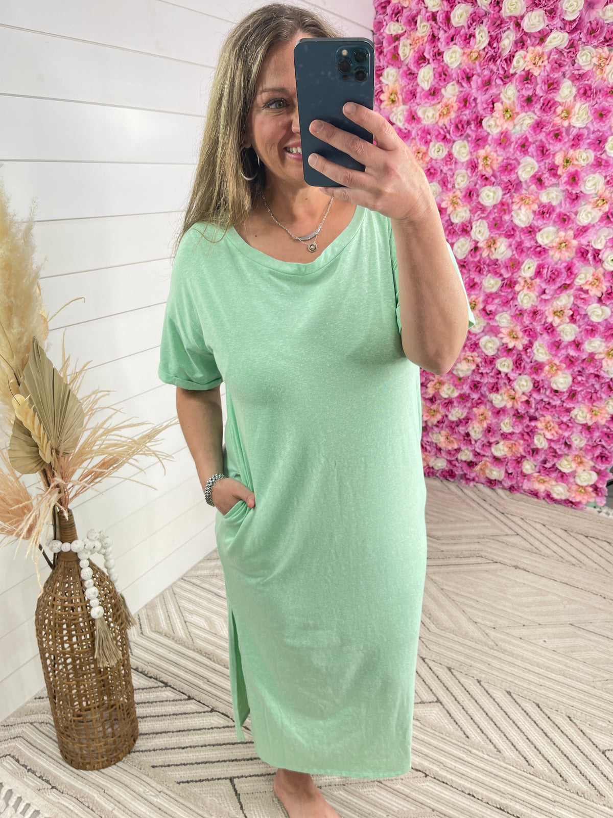 MINT SCOOP NECK TSHIRT DRESS