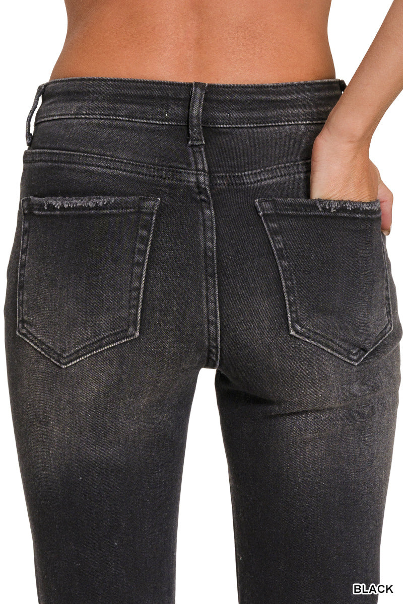 ACID BLACK DISTRESSED CROPPED JEAN