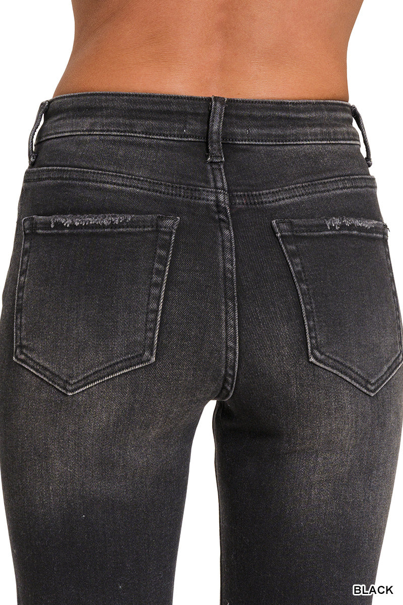 ACID BLACK DISTRESSED CROPPED JEAN