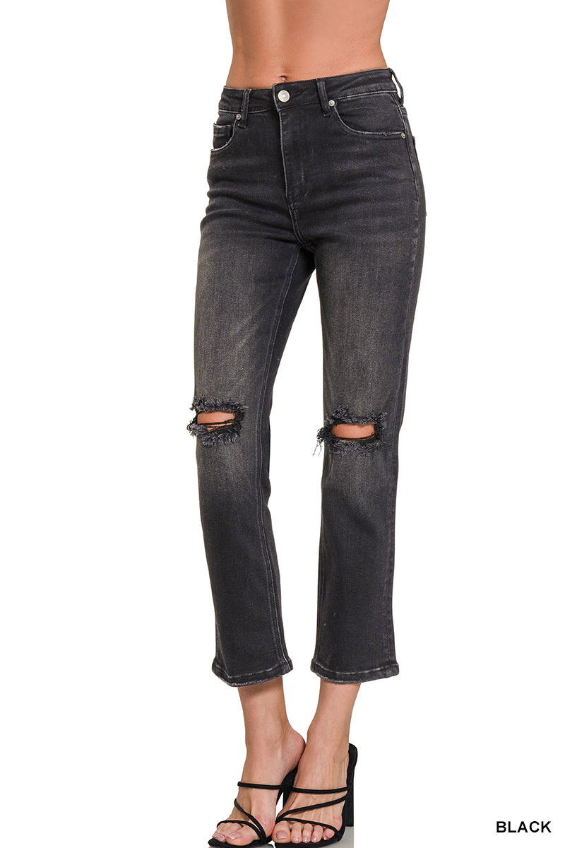 ACID BLACK DISTRESSED CROPPED JEAN