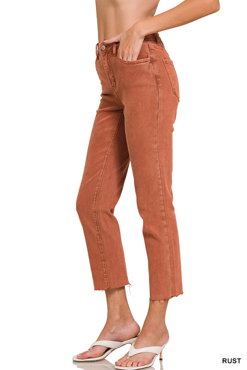 RUST ACID WASHED STRAIGHT LEG PANTS