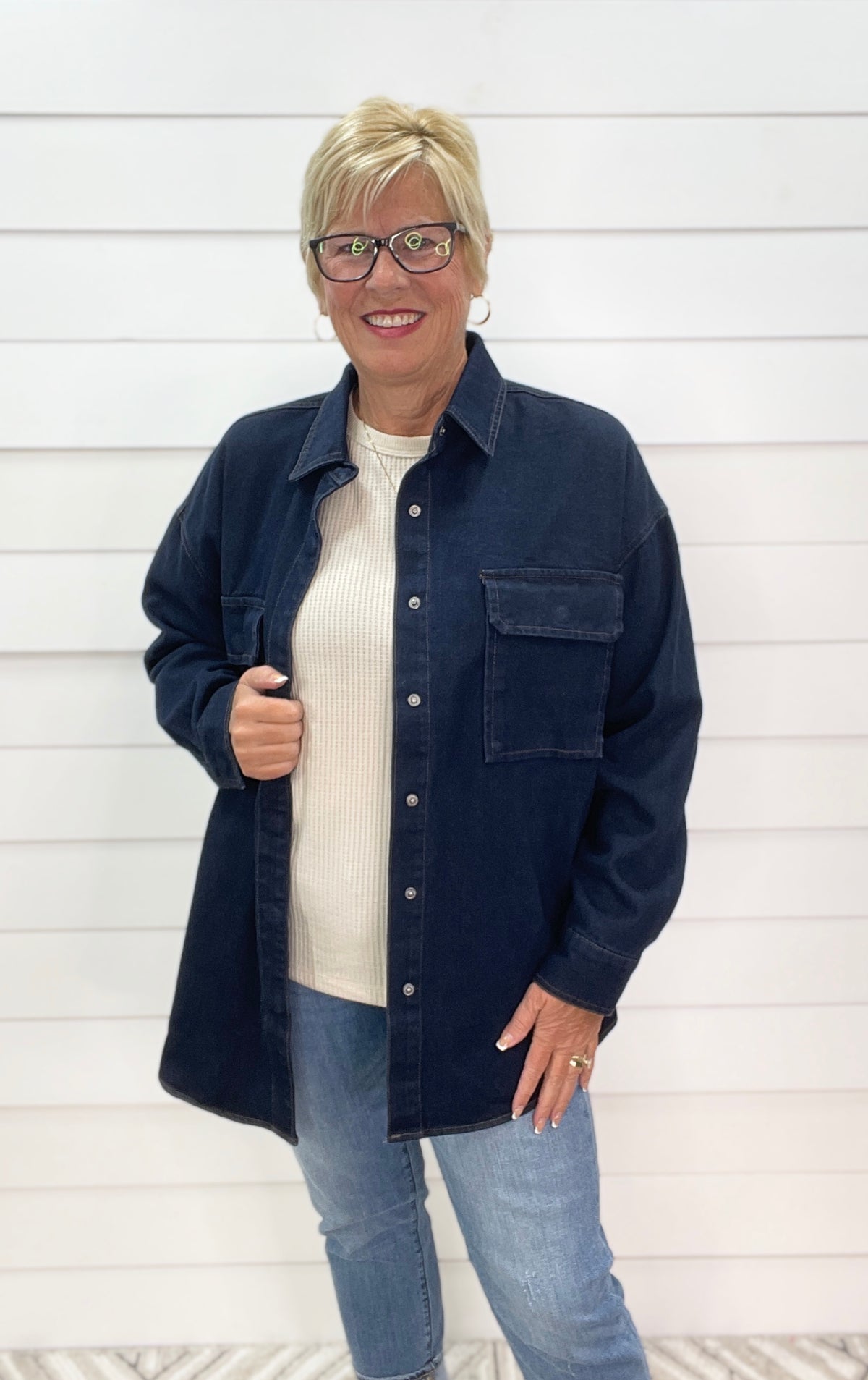DARK DENIM OVESIZED SHIRT JACKET