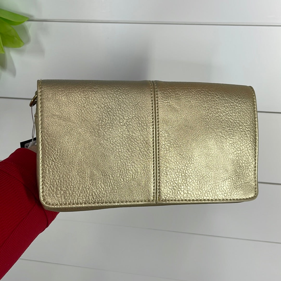 GOLD METALLIC EVERLY ORGANIZER FLAP CROSSBODY