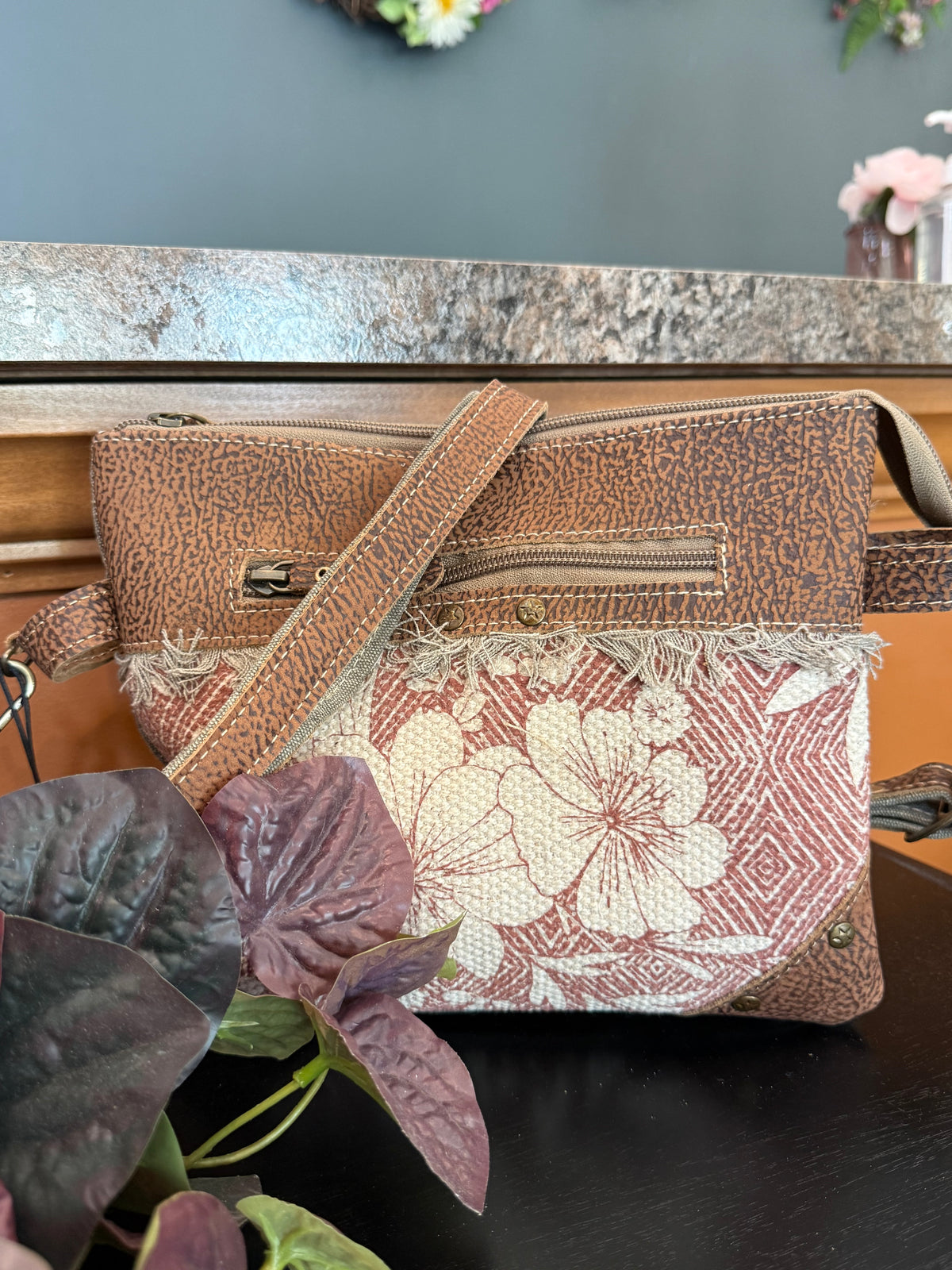 MYRA Inkwild Vintage Crossbody Bag — Rust