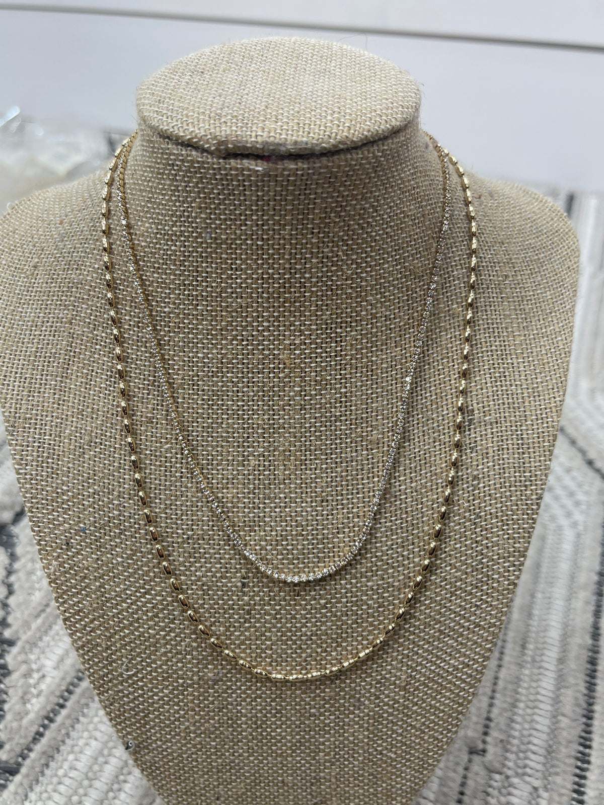GOLD DOUBLE LAYER GOLD/CRYSTAL NECKLACE