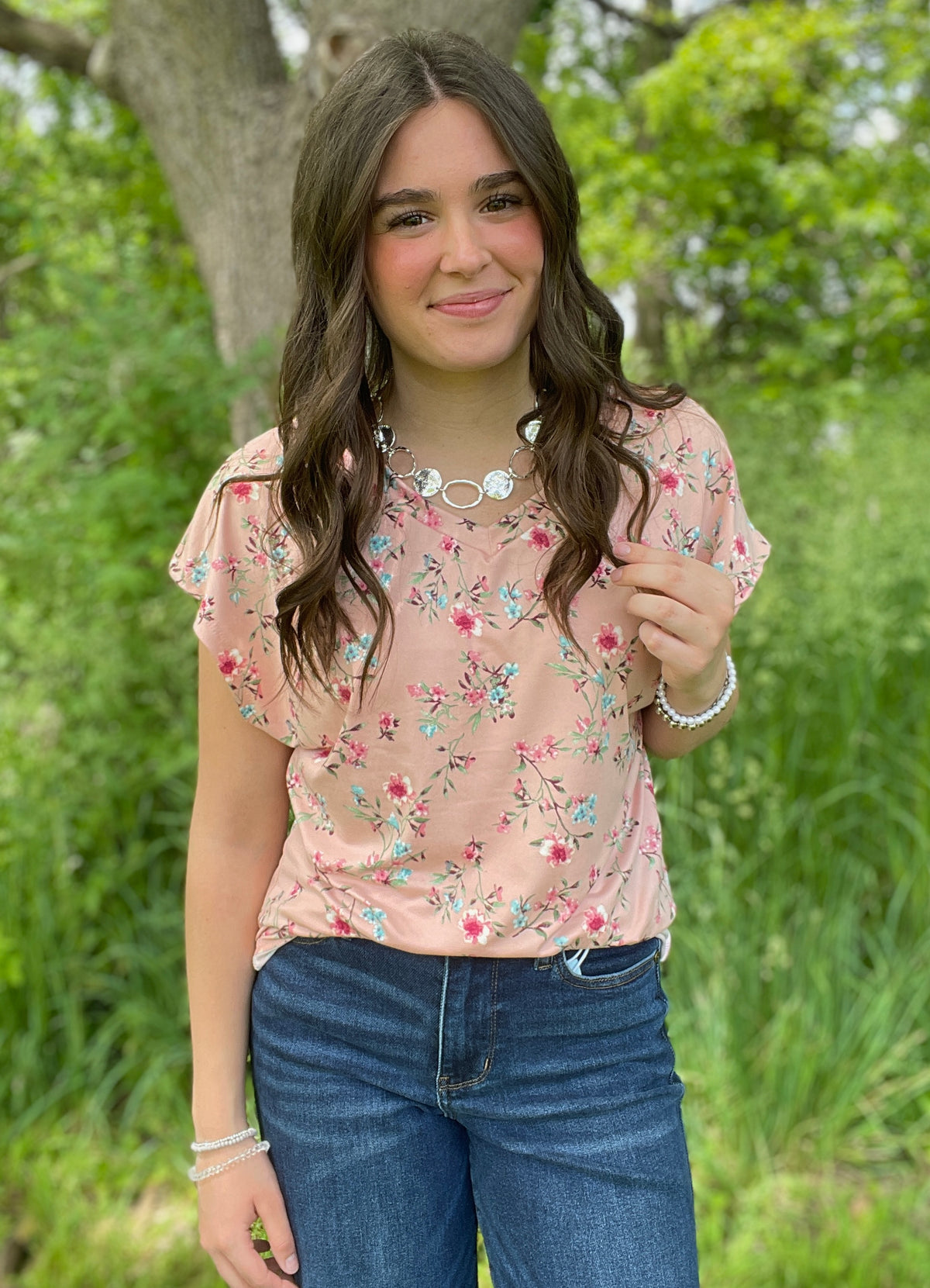 BLUSH FLORAL BUTTER SOFT KNIT TOP