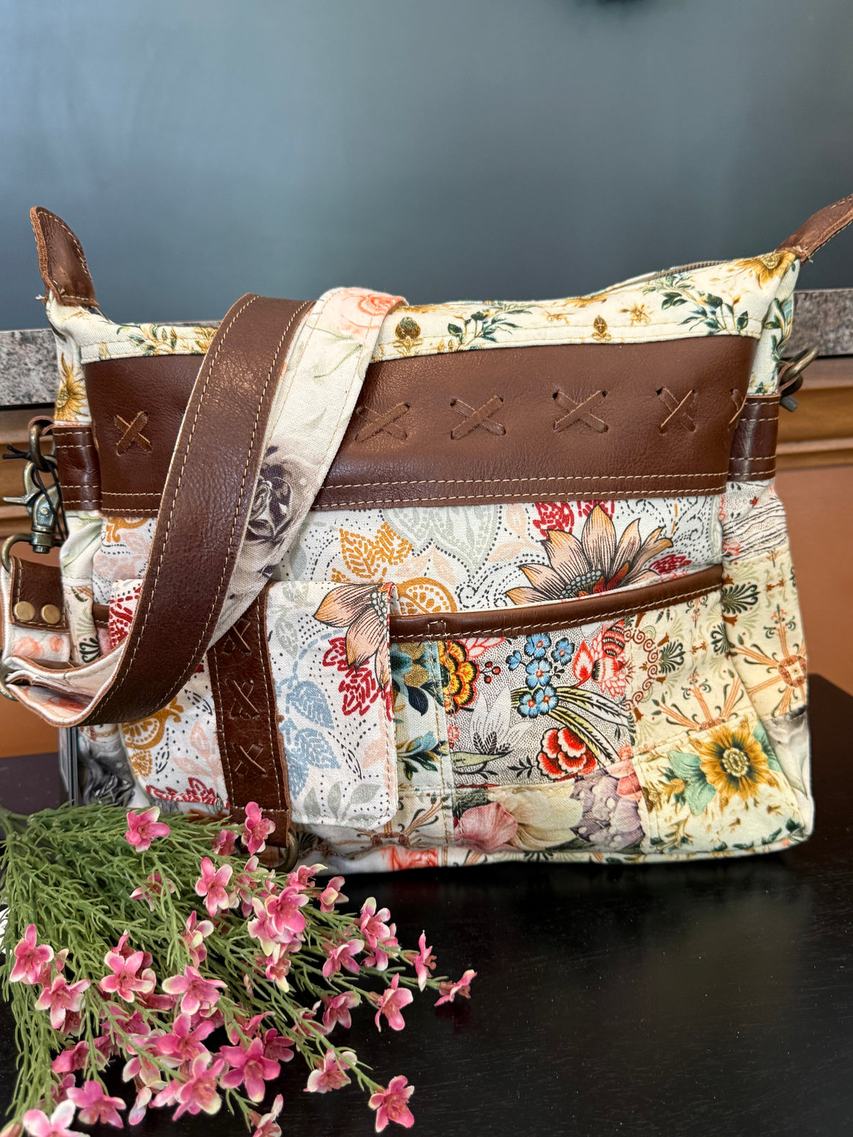 MYRA Posy Mesa Upcycled Canvas Bag — Beige
