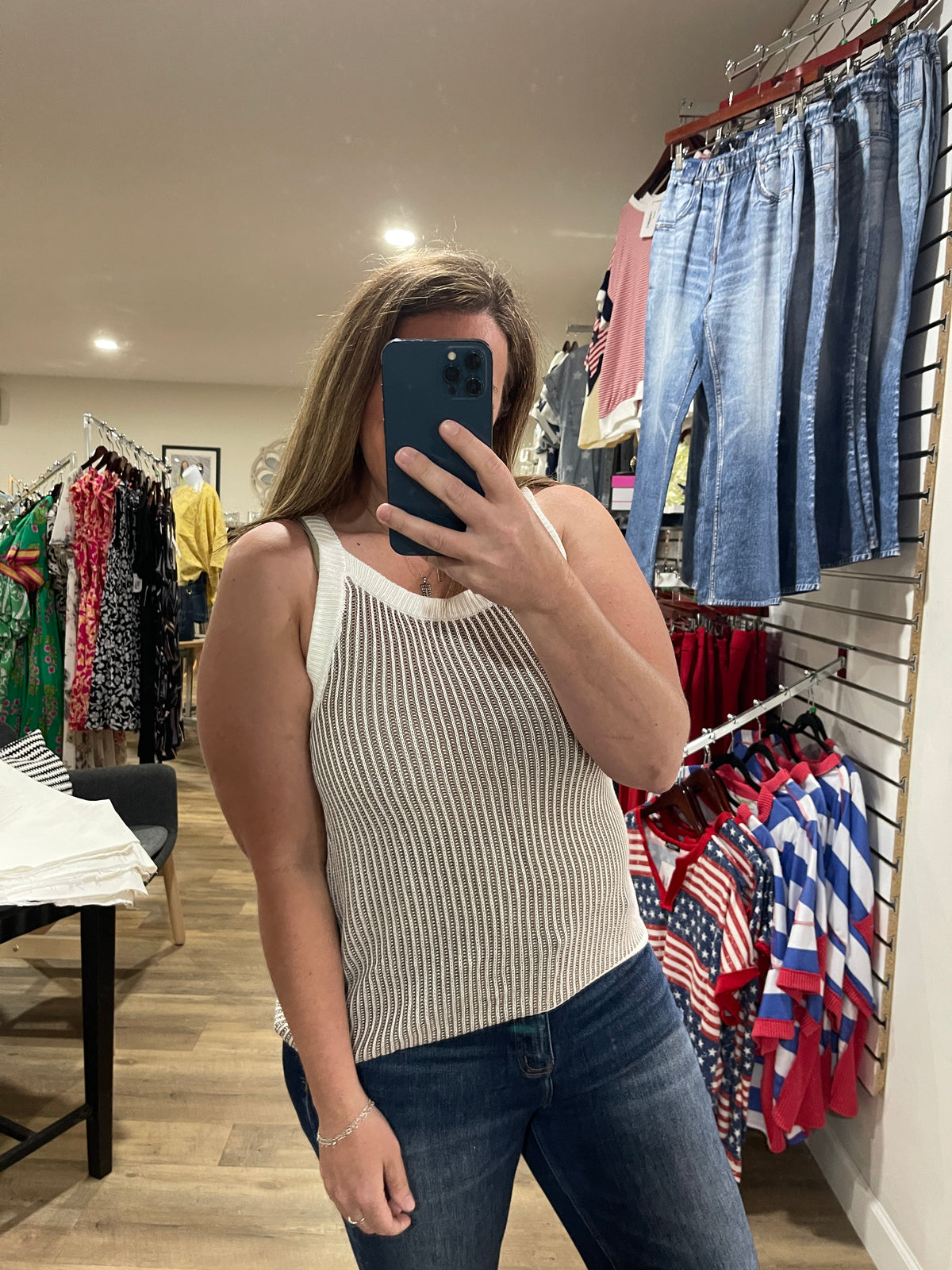 KHAKI LIGHT WEIGHT SWEATER KNIT SLEEVELESS TOP