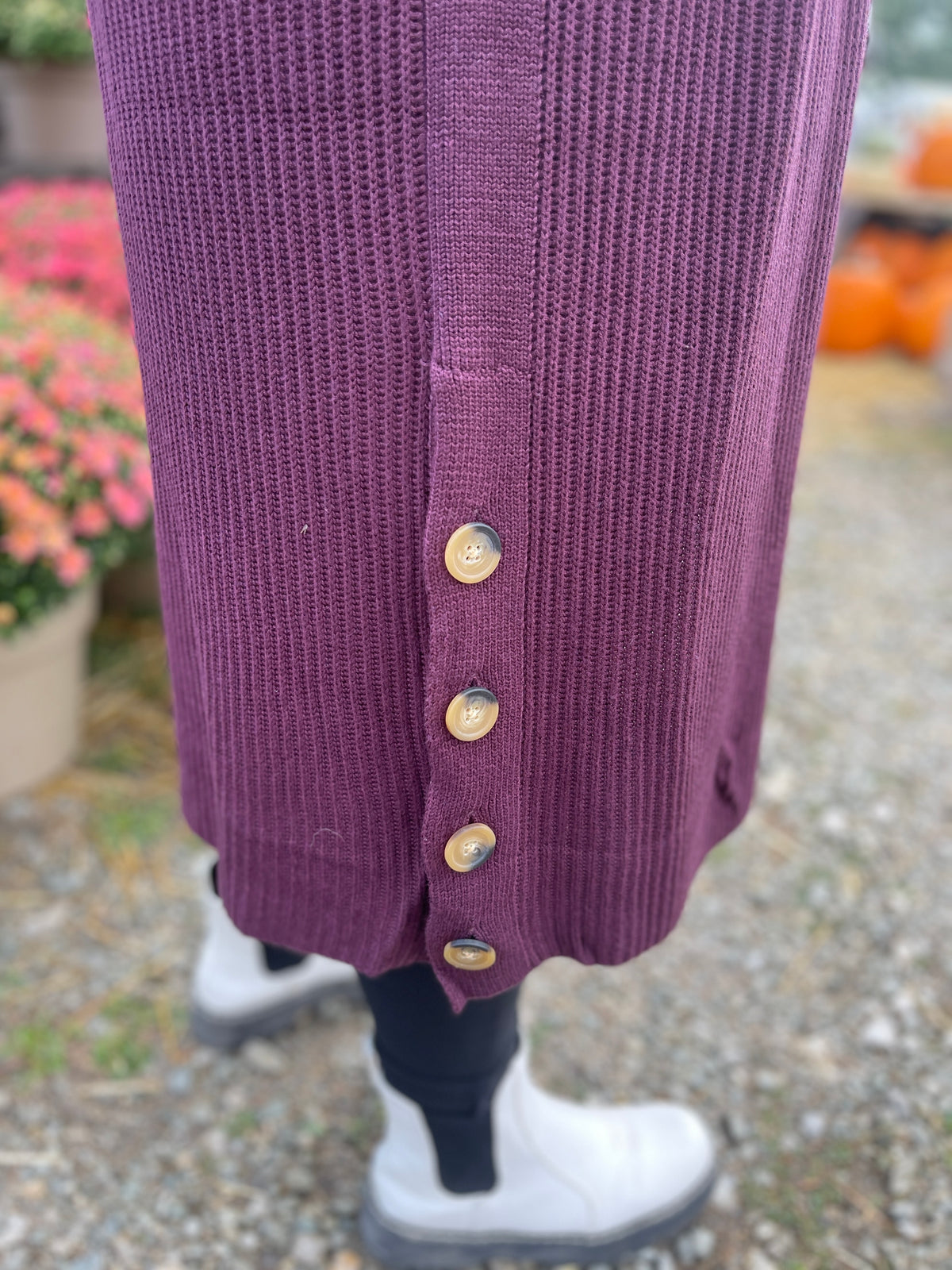 WINE DUSTER BUTTON CARDIGAN