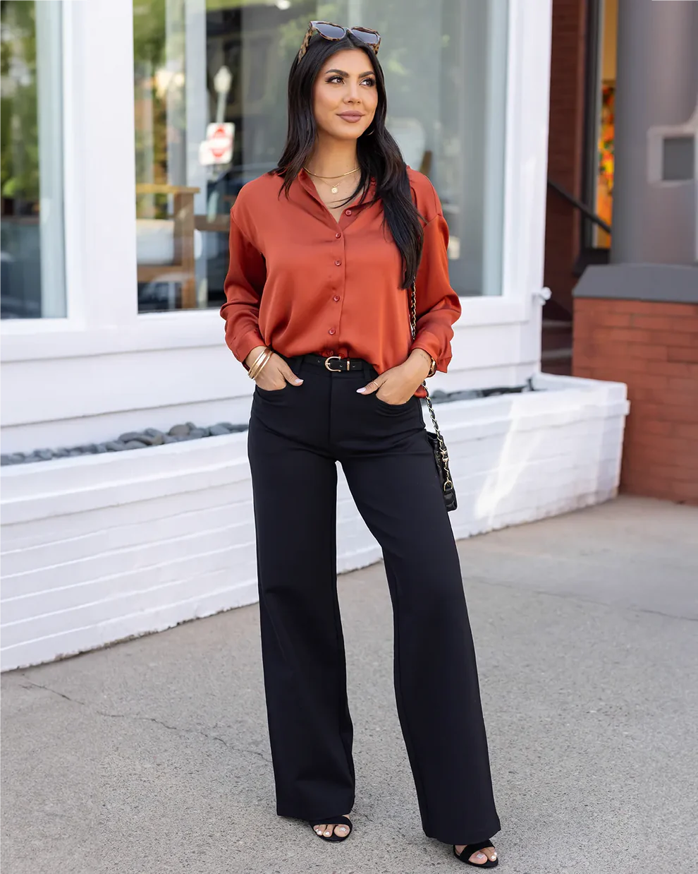 GRACE AND LACE FAB-FIT WIDE LEG WORK PANT IN BLACK