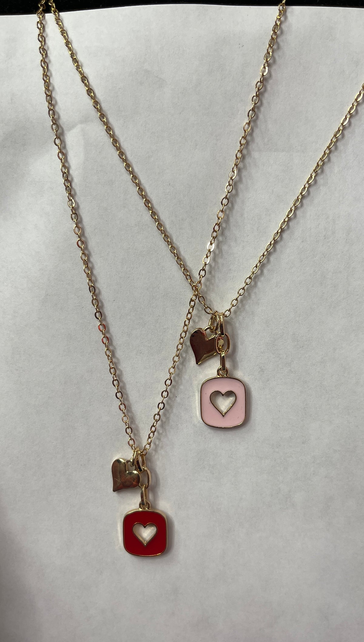 GOLD HEART NECKLACE - RED OR PINK