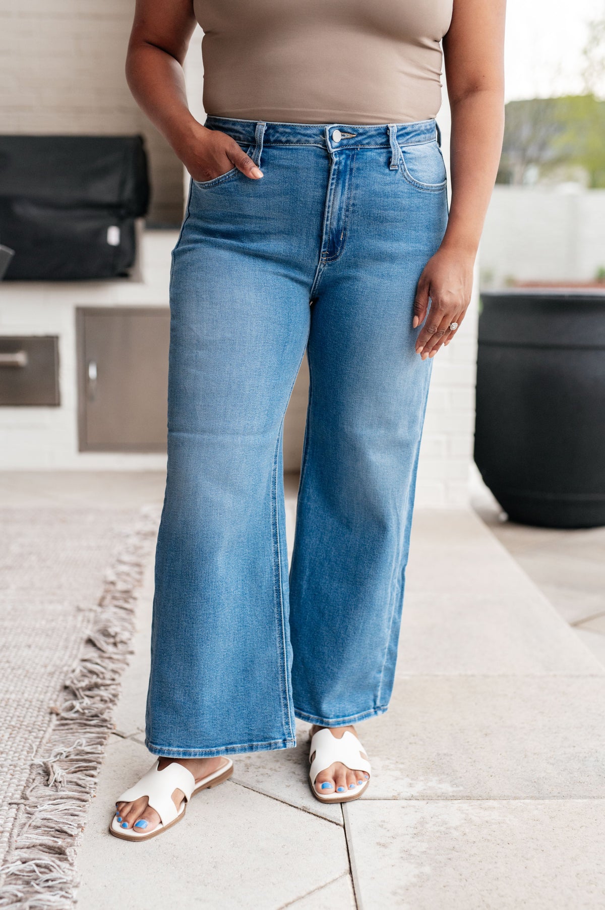 Judy Blue Hayes High Rise Wide Leg Crop Jeans