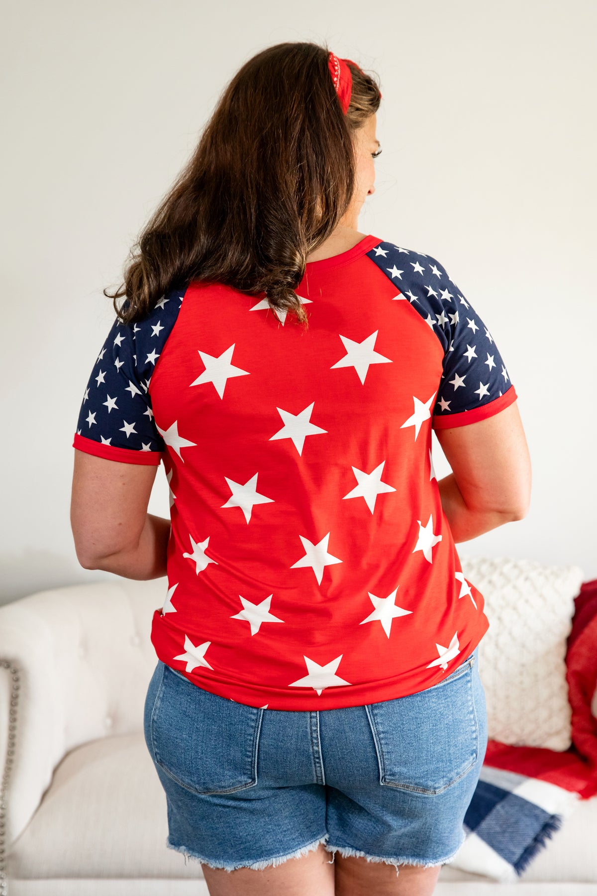 RED STAR TOP W/ BLUE STAR ACCENTS