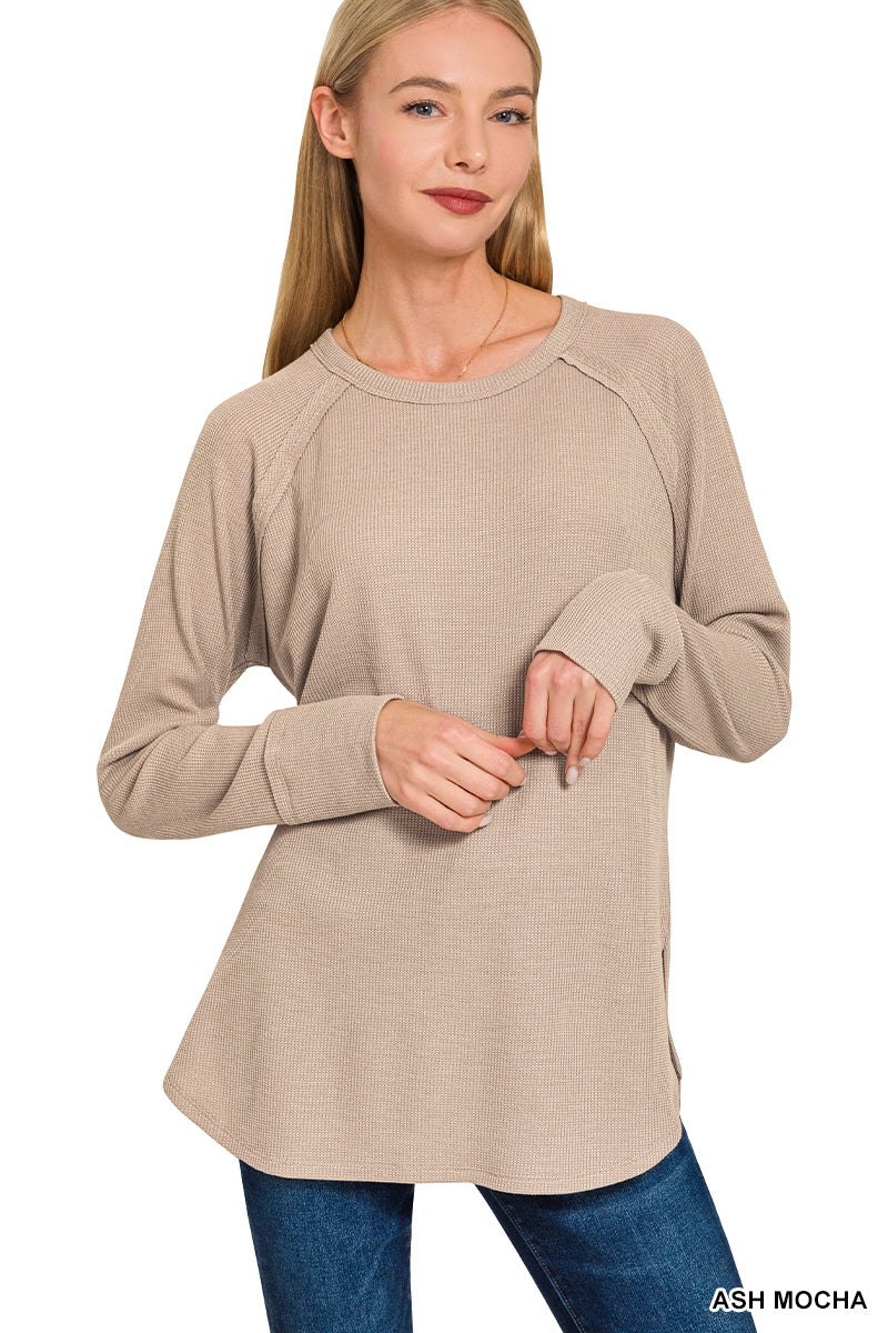 ASH MOCHA BABY WAFFLE KNIT TOP