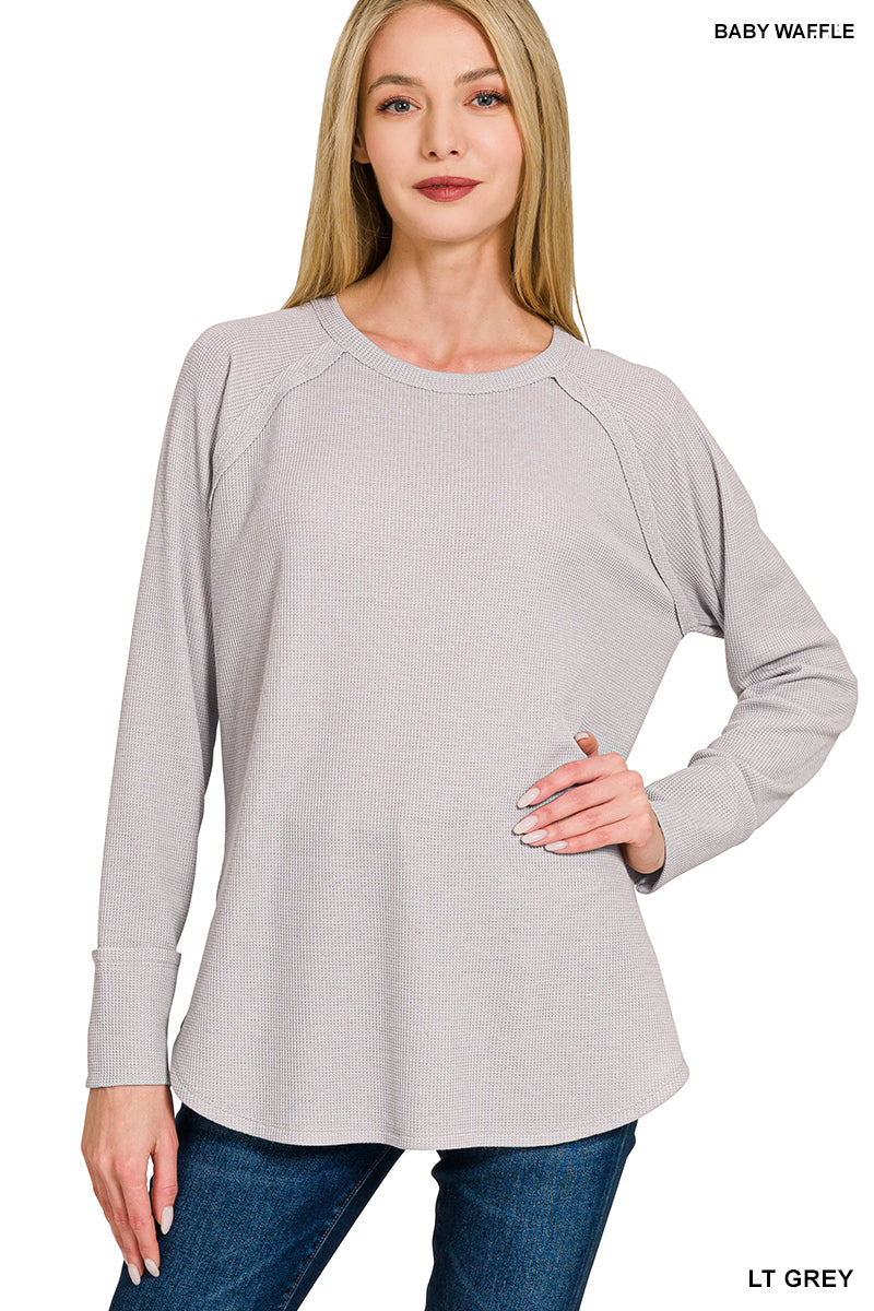LT GREY BABY WAFFLE KNIT TOP