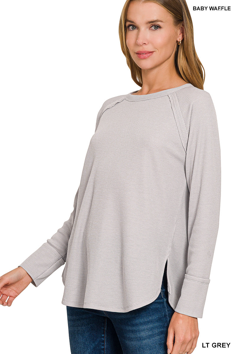 LT GREY BABY WAFFLE KNIT TOP