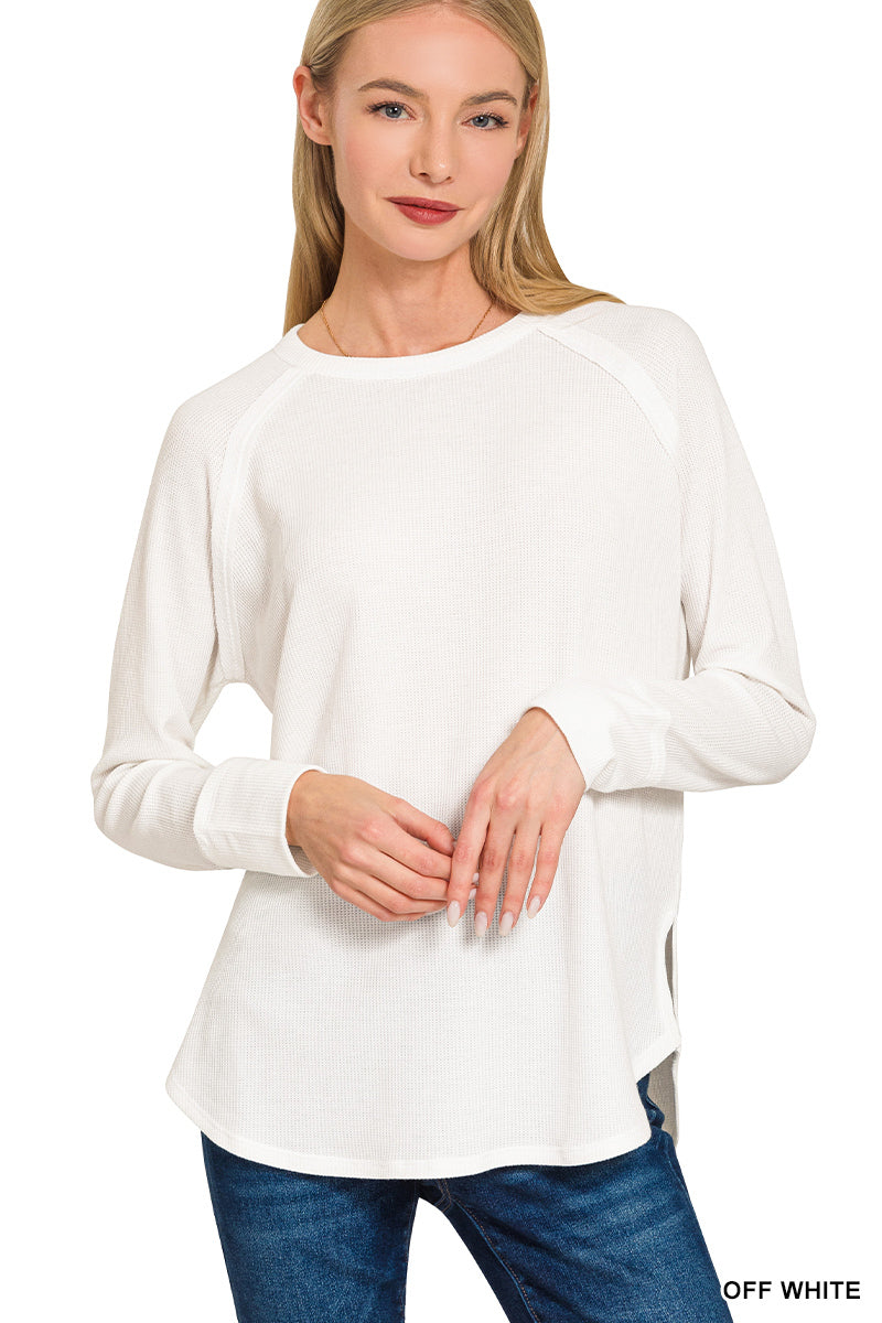 OFF WHITE BABY WAFFLE KNIT TOP,