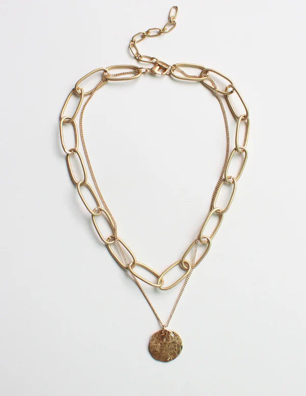 GOLD CHAIN W/ COIN LAYERED 17-19" NECKLACE