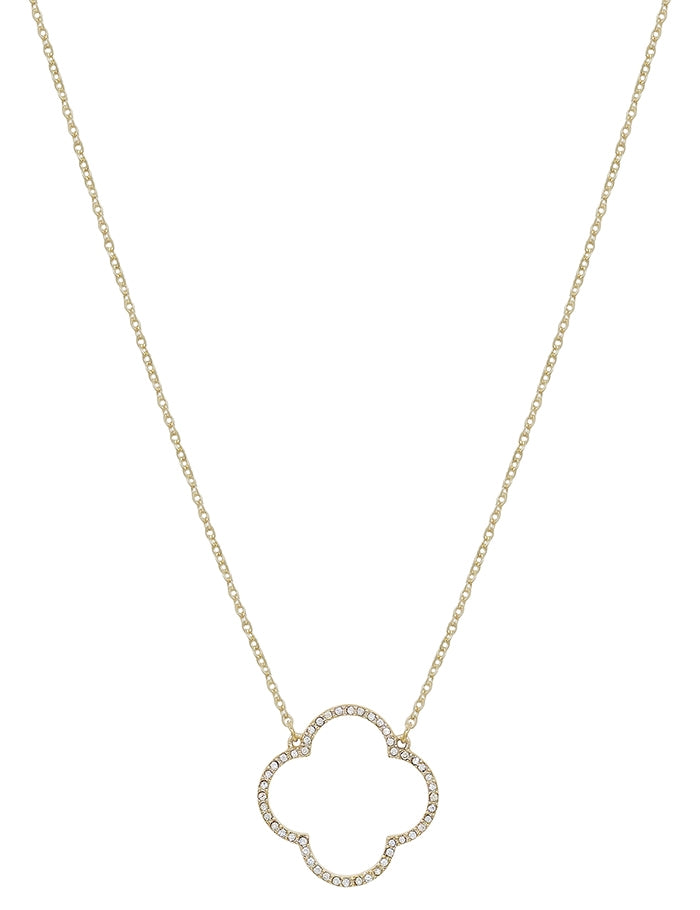 GOLD PAVE OPEN CLOVER ON 16"-18" NECKLACE