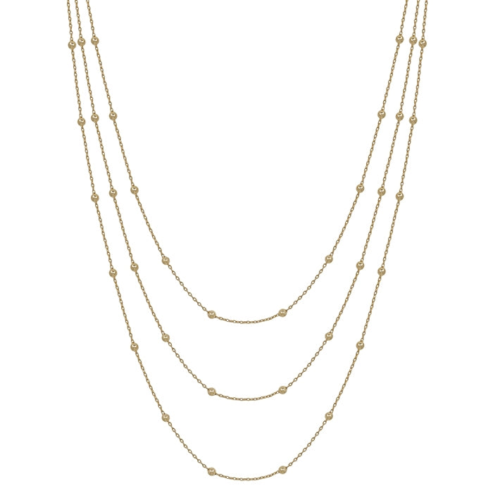 TRIPLE LAYERED GOLD THIN DOT CHAIN 16"-18" NECKLACE