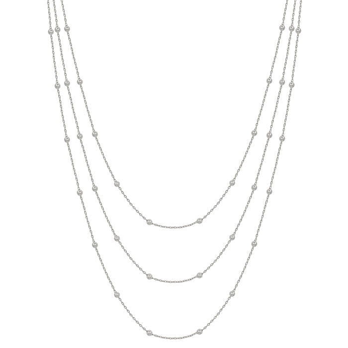 TRIPLE LAYERED SILVER THIN DOT CHAIN 16"-18" NECKLACE