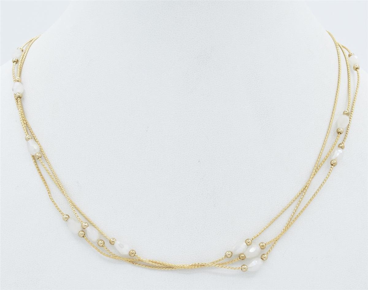 TRIPLE LAYERED TWISTED WITH WHITE STONES 16"-18" NECKLACE