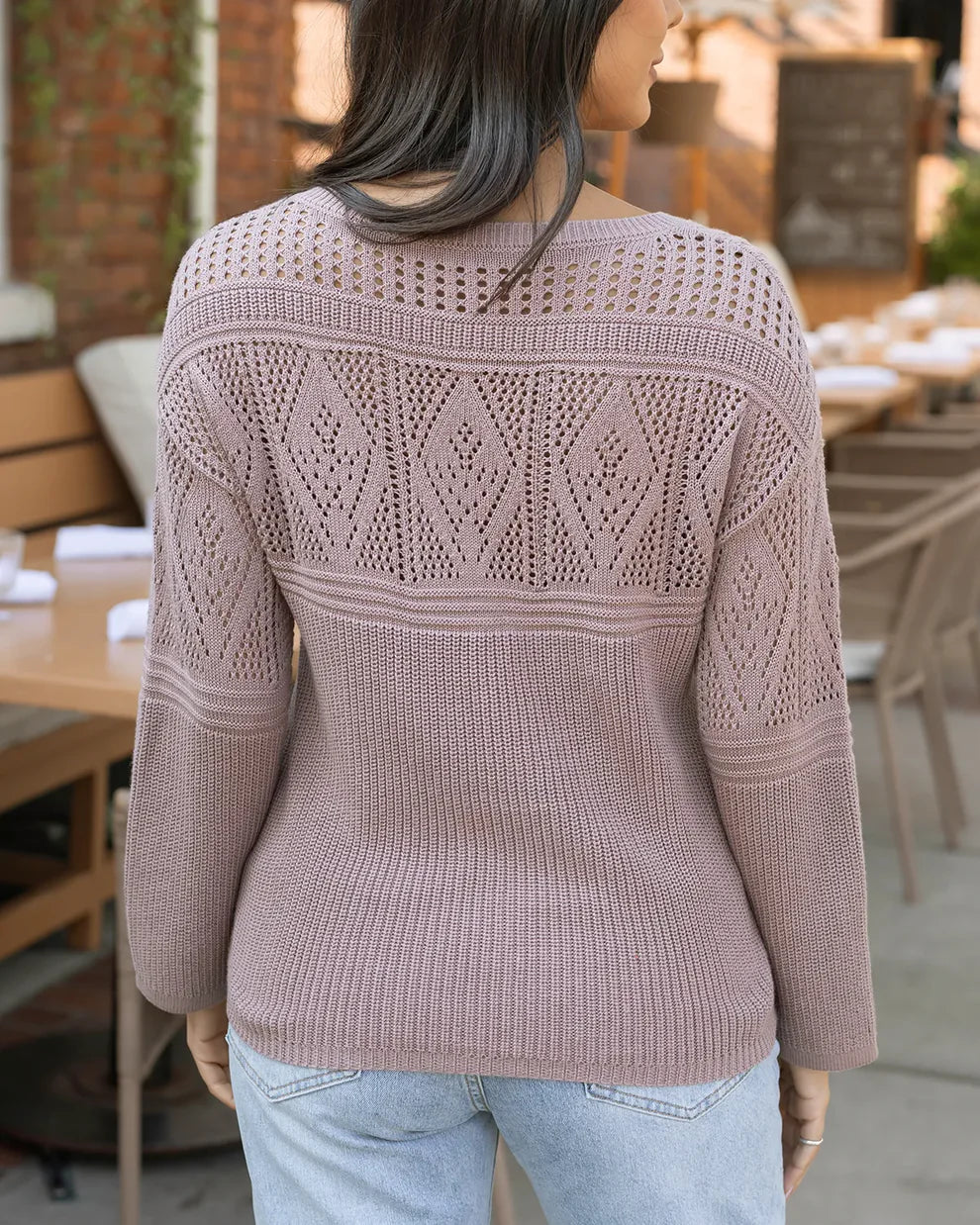 GRACE AND LACE PONTELLE V NECK SWEATER IN FAWN