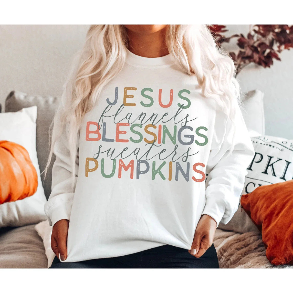 PREORDER: JESUS BLESSINGS AND PUMPKINS Sweatshirt ETA 15 BUSINESS DAYS