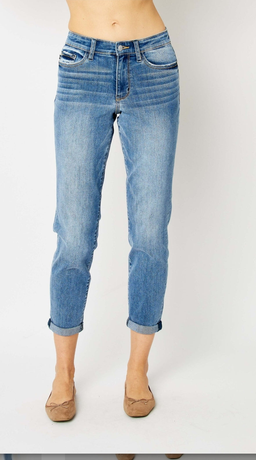 JUDY BLUE MIDRISE CUFFED SLIM JEAN