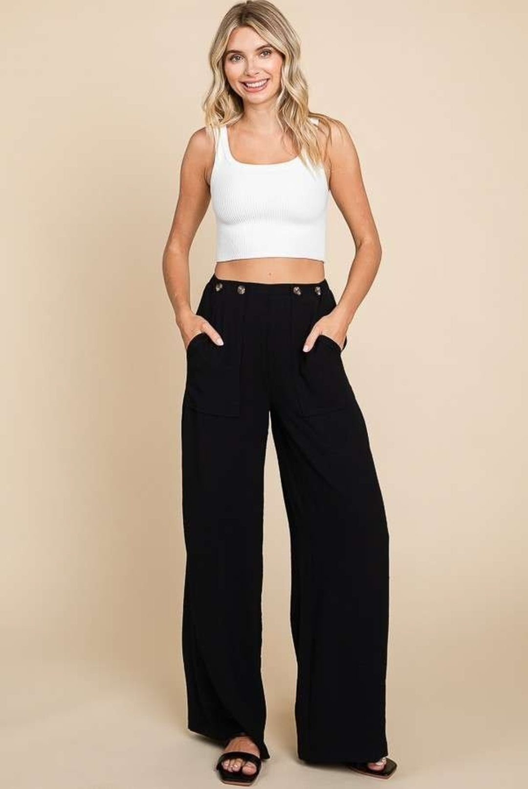 BLACK TRUE WAIST TROUSER PANT