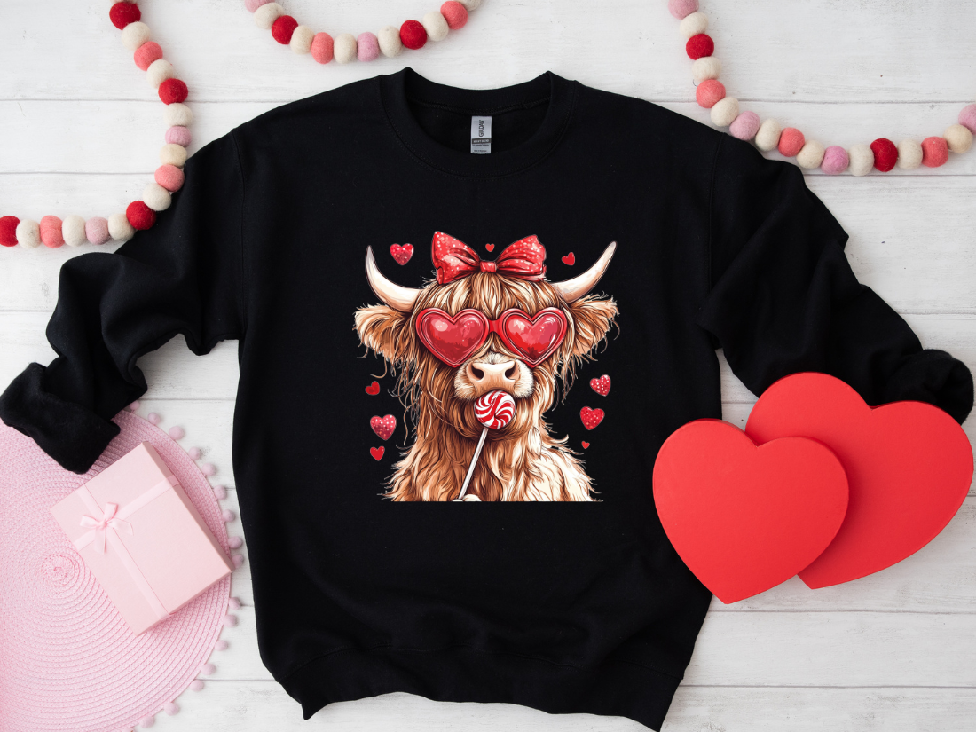 HIGHLAND VALENTINE COW LOLLIPOP - S-4XL TEE/SWEATSHIRT