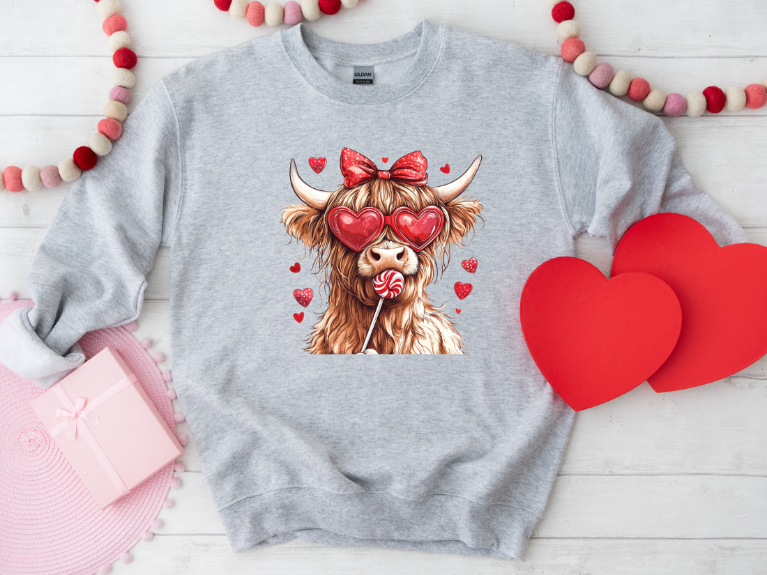 HIGHLAND VALENTINE COW LOLLIPOP - S-4XL TEE/SWEATSHIRT