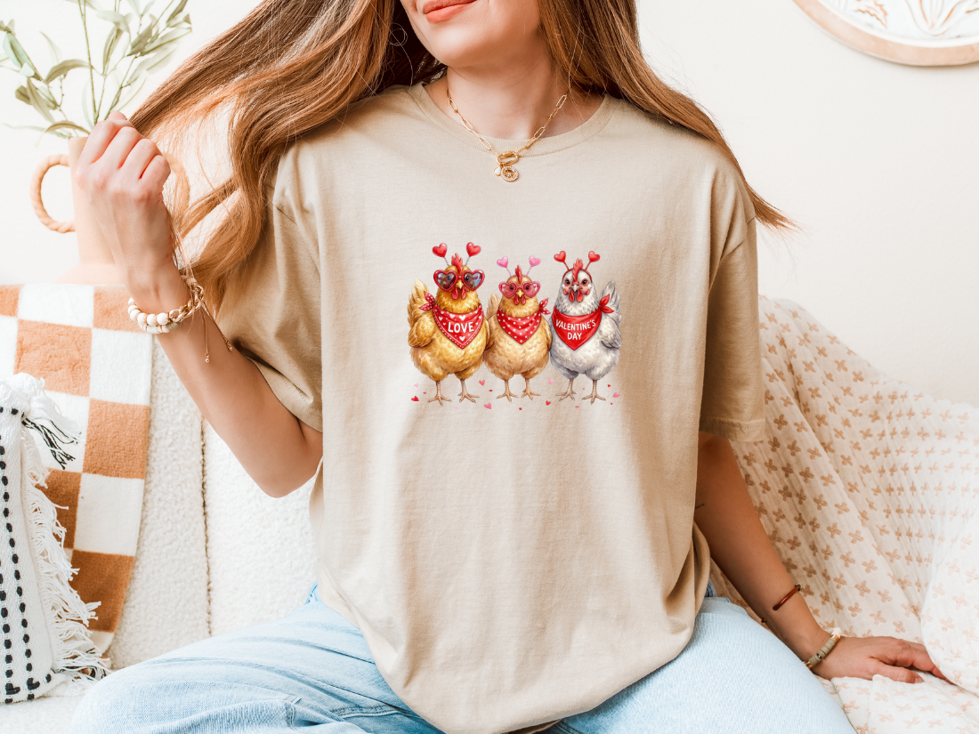VALENTINE CHICKENS TEE/SWEATSHIRT S-4XL