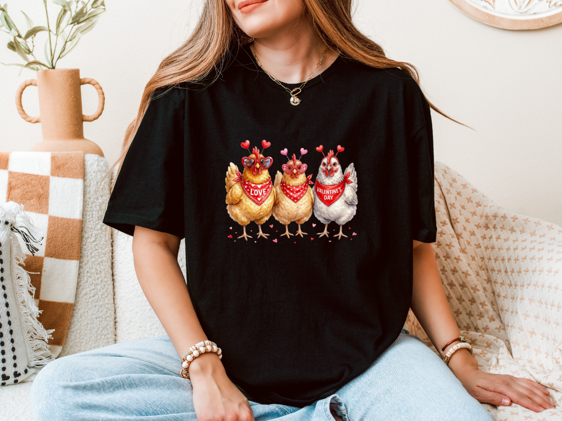 VALENTINE CHICKENS TEE/SWEATSHIRT S-4XL