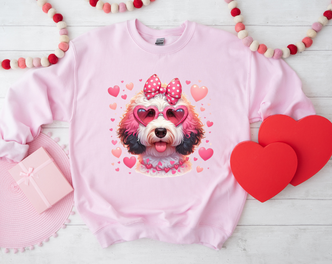 VALENTINE DOG - 25 BREEDS -  PINK TEE SHIRT S-3XL