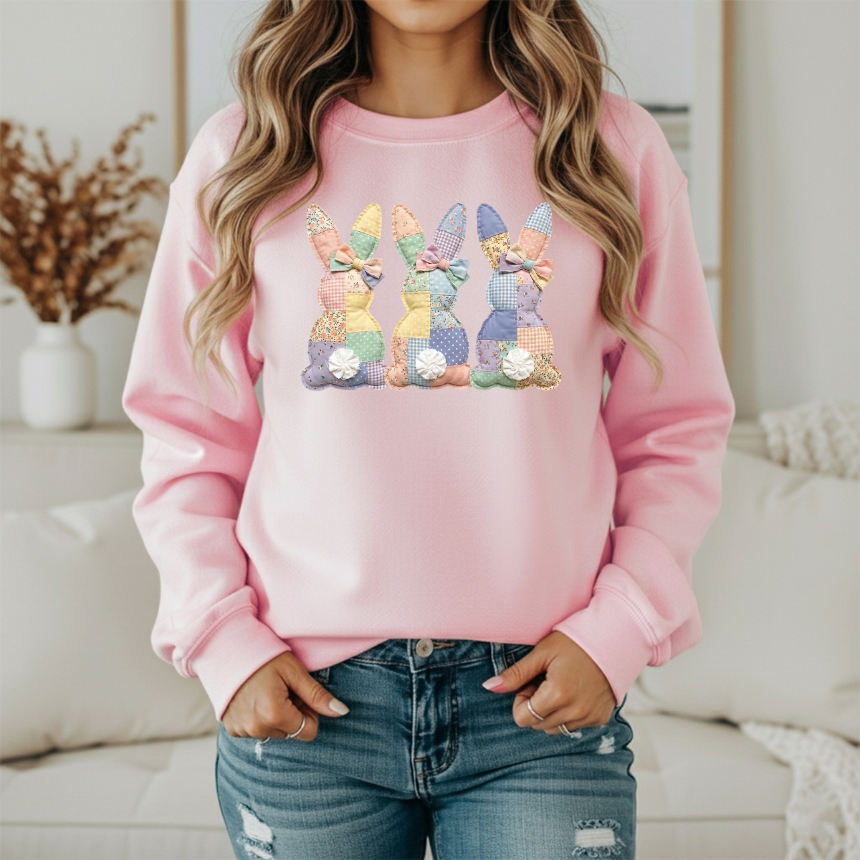 QUILTED FAUX BUNNIES SWEATSHIRT