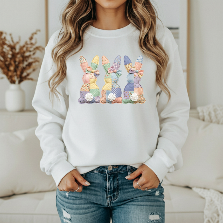 QUILTED FAUX BUNNIES SWEATSHIRT