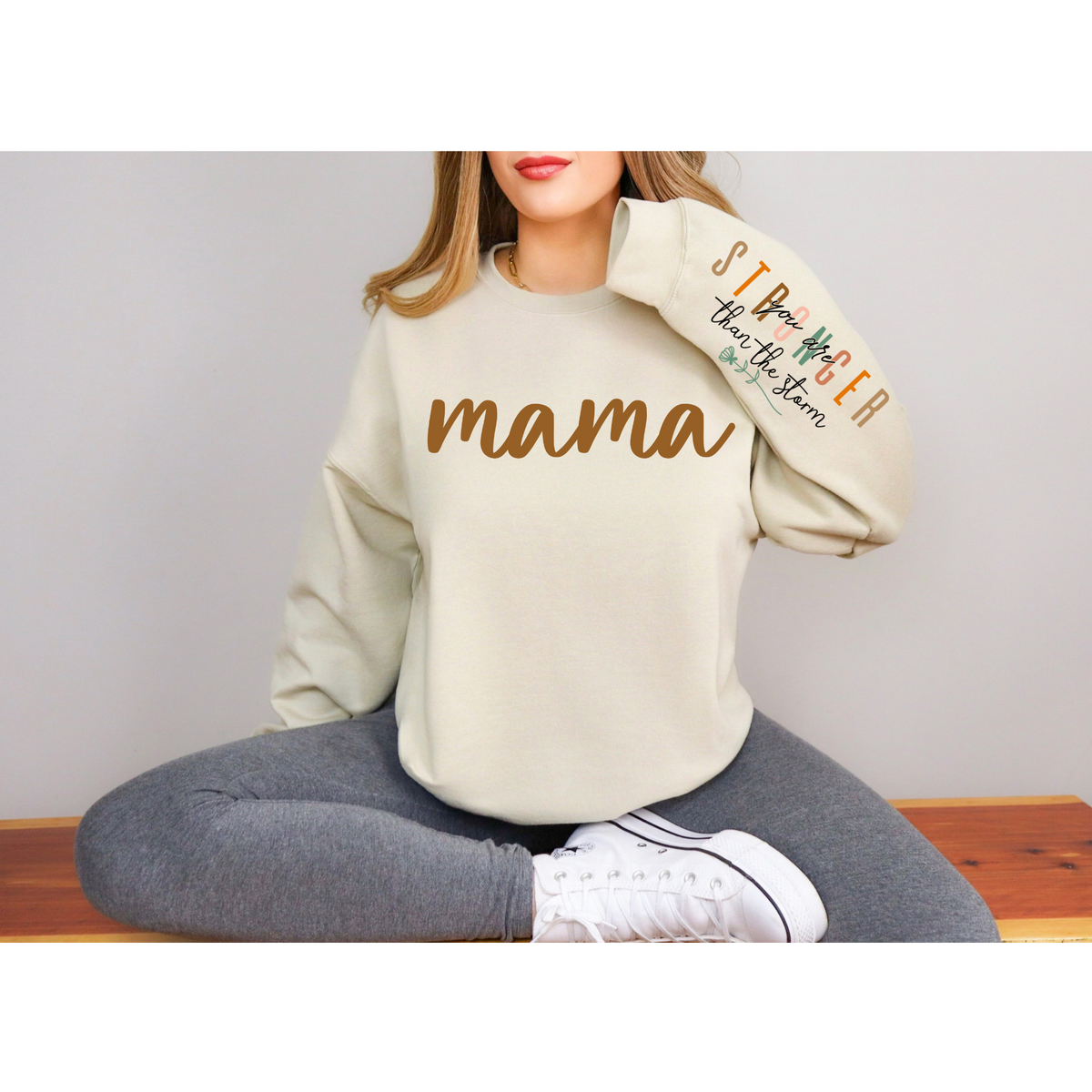 PREORDER:Mama Stronger than the Storm Sweatshirt ETA 15 BUSINESS DAYS