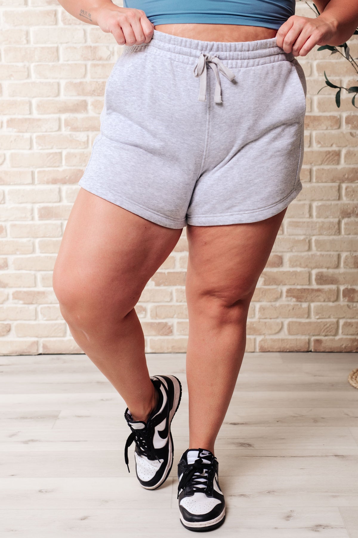 We're Only Getting Better Drawstring Shorts in Grey