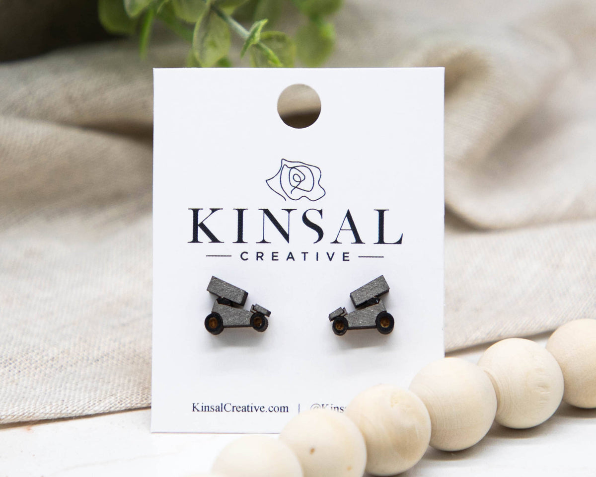 Kinsal Creative - Sprint Car Wood Stud Earrings: Red