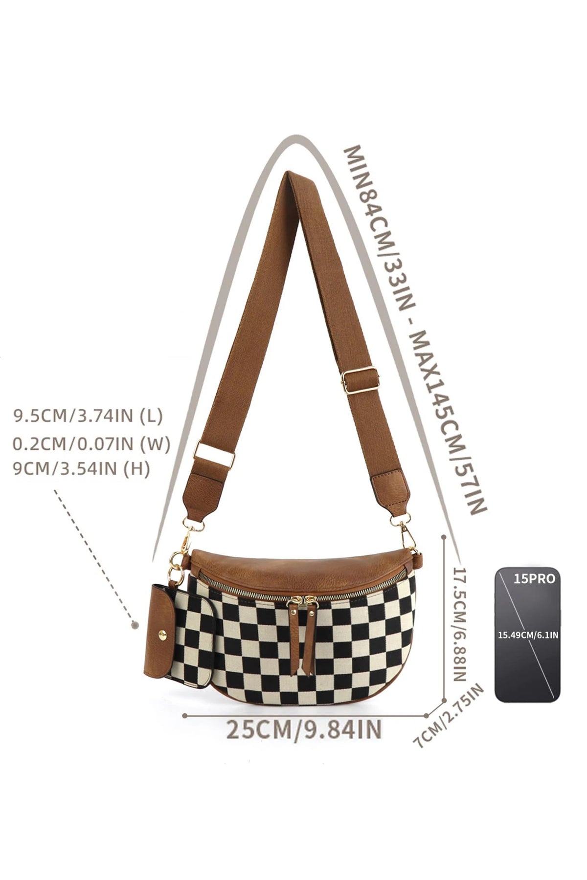 COFFEE CHECKERED SHOULDER BAG