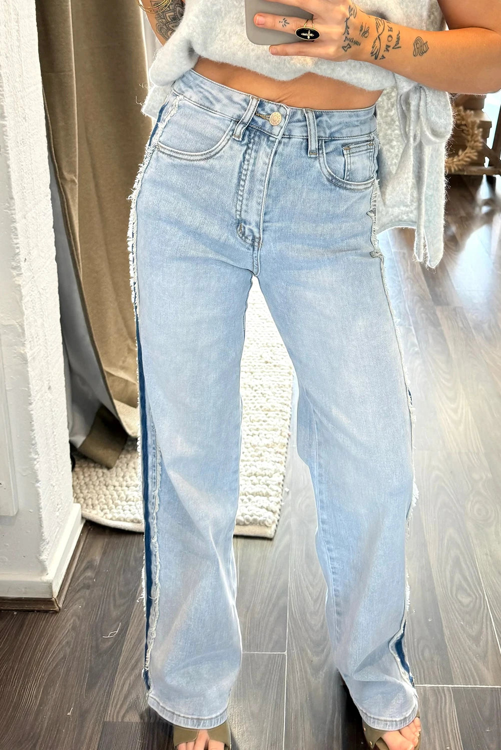 CONTRAST STRIPED FREY SHIFT JEANS