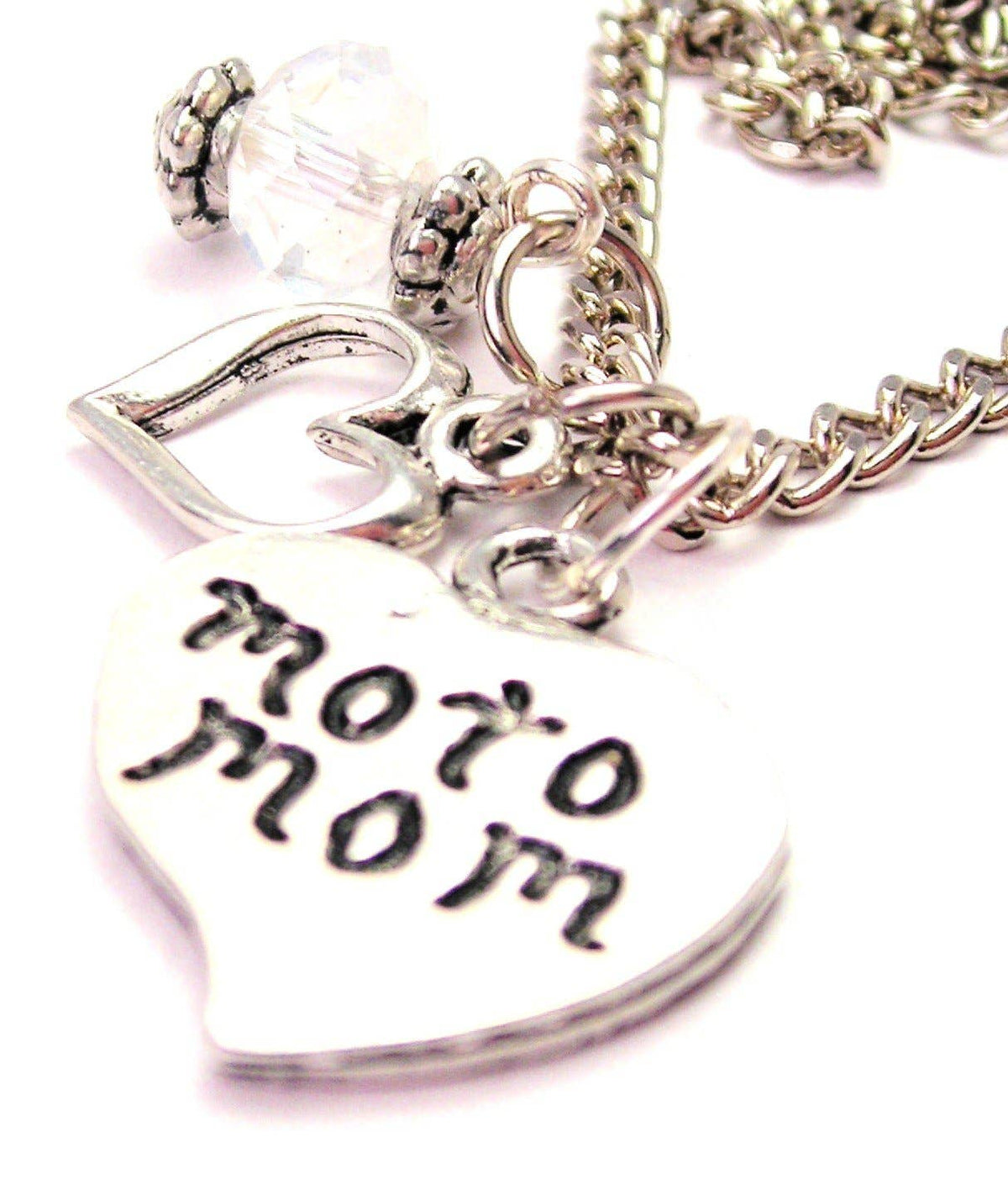 Chubby Chico Charms - Moto Mom Heart And Crystal Necklace