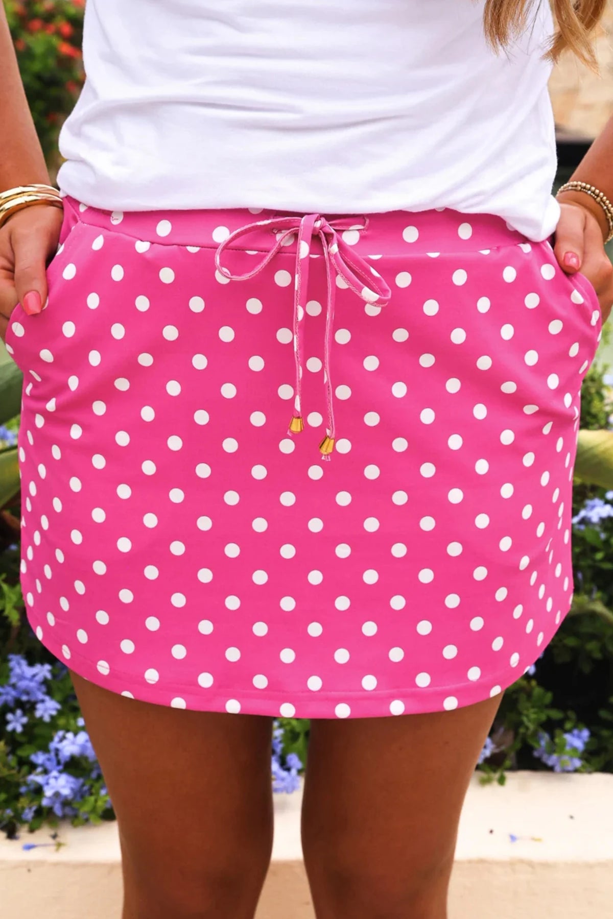 PINK POLKADOT KNIT SKORT