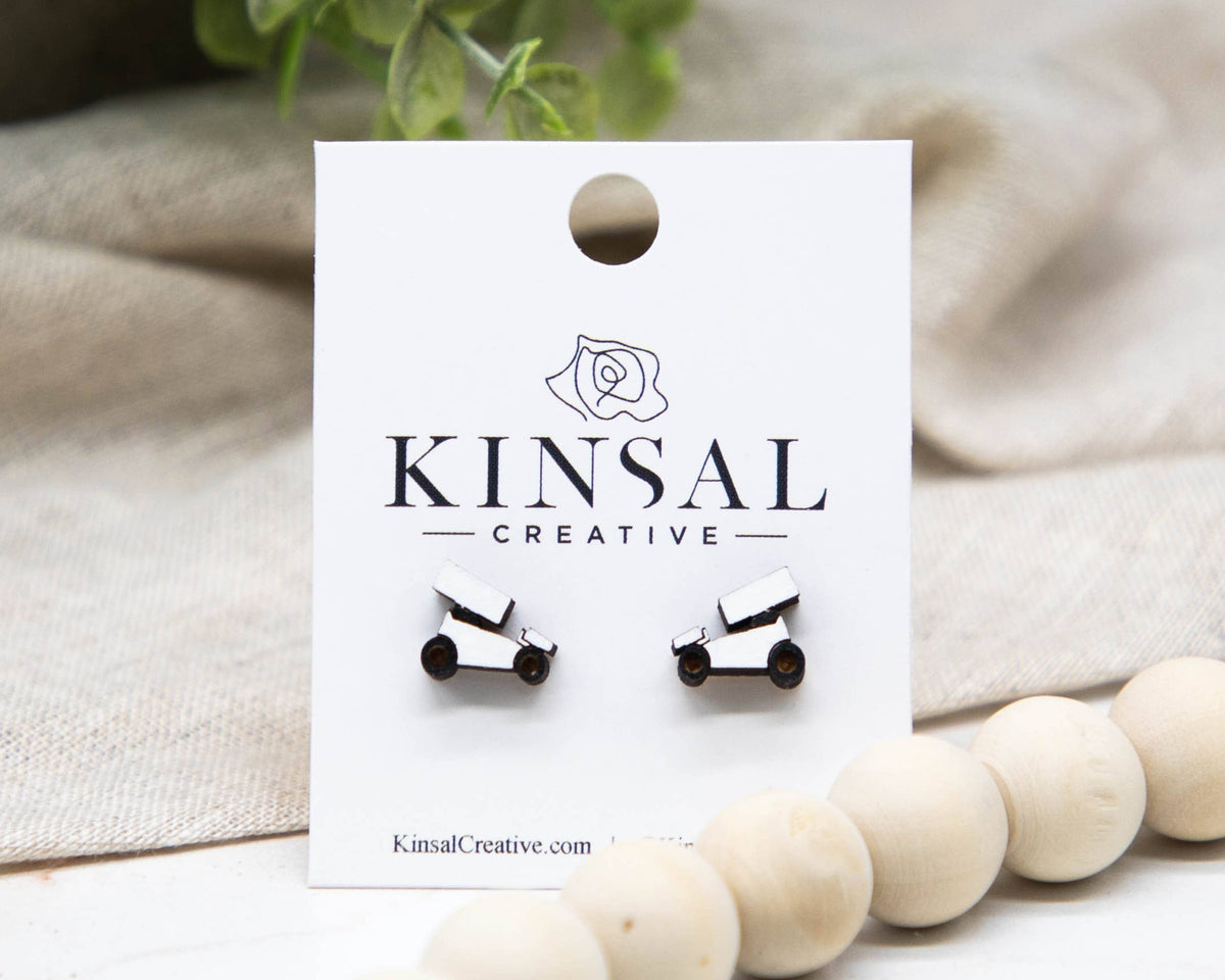 Kinsal Creative - Sprint Car Wood Stud Earrings: Red