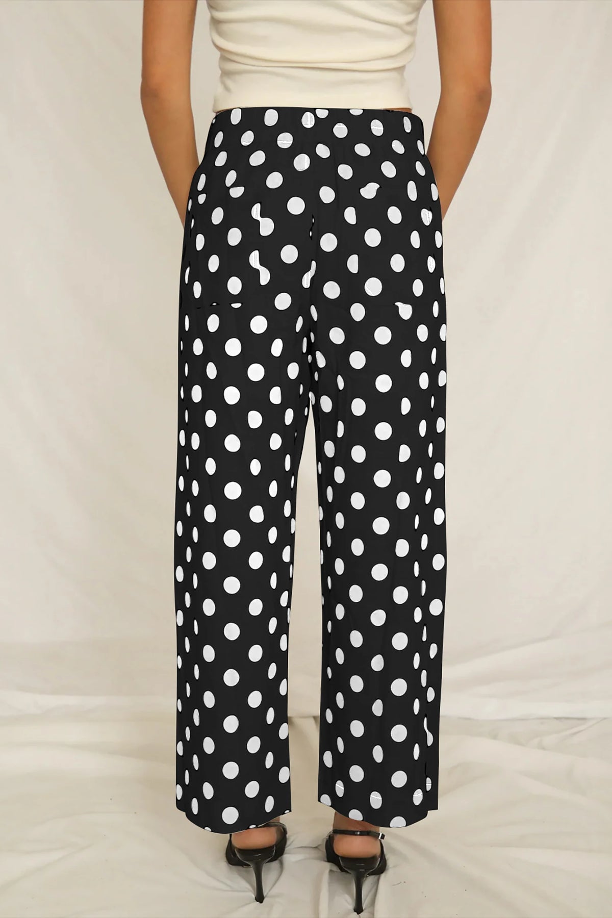BLACK POLKADOT STRAIGHT LEG PANT