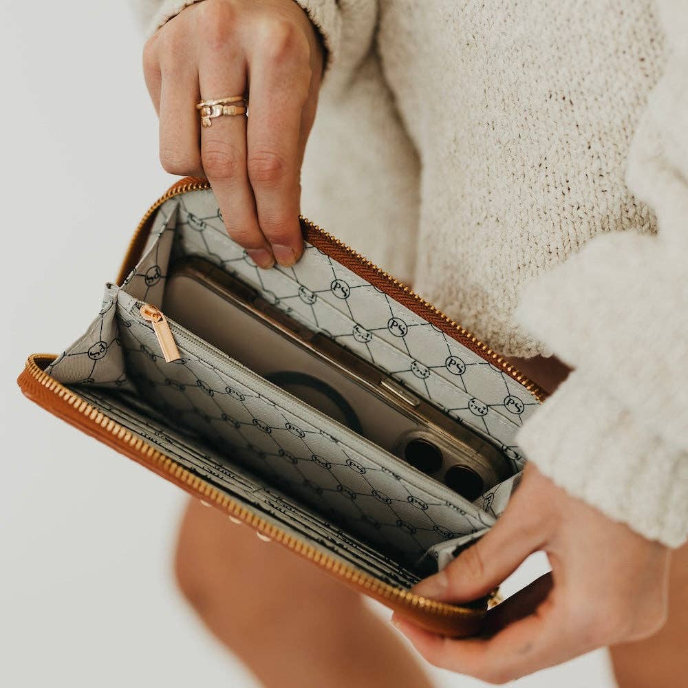 Pretty Simple - Lenni Large Zip Woven Wallet: Woven Checkered Black